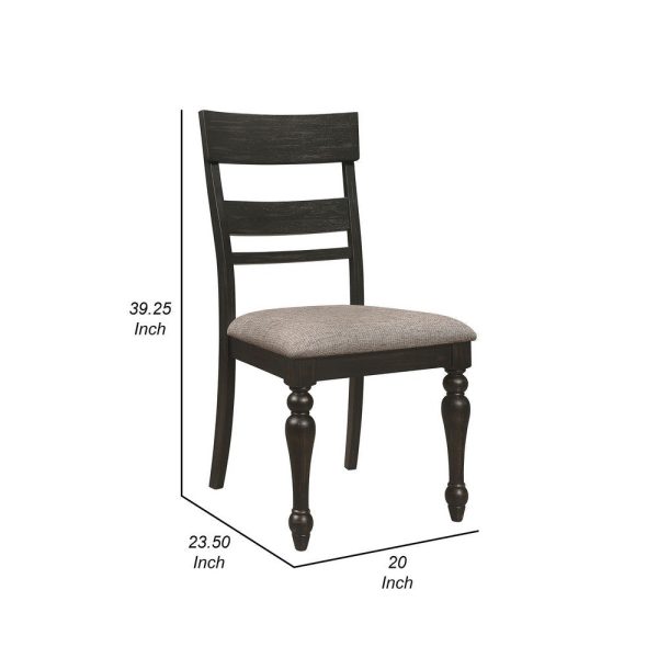 Brad Dining Chair Set of 2, Ladder Back, Stone Brown,  Charcoal Gray By Casagear Home Online - Image 5