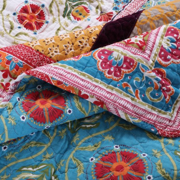 Ello 3pc Queen Bedspread and Pillow Sham Set, Multicolor Bohemian Print By Casagear Home Online - Image 4