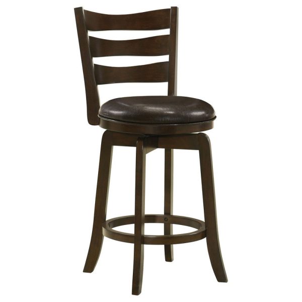 Mona Swivel Counter Height Chair, Dark Brown Faux Leather Cherry Brown Wood By Casagear Home Supply