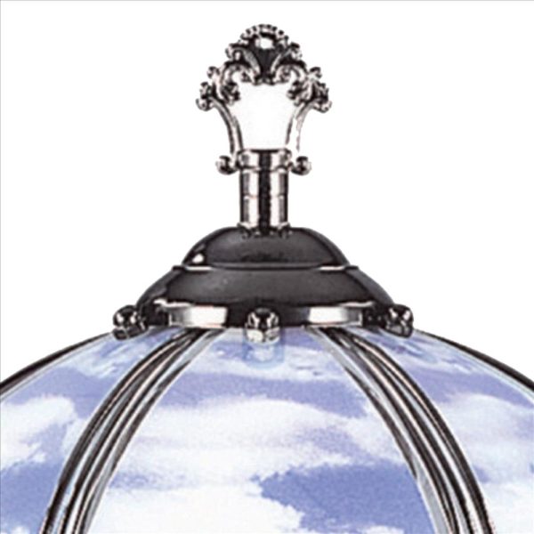 14.25   Umbrella Shade Glass Table Lamp with Running Horses Print, Silver By Casagear Home Online Hot Sale - Image 2