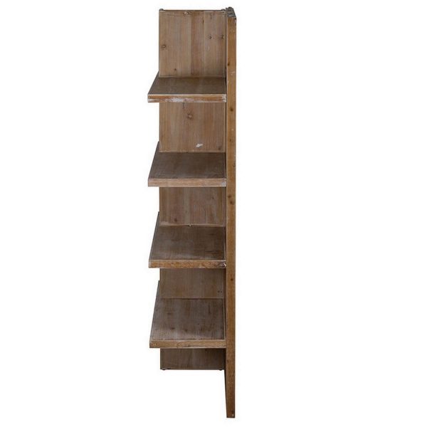 70 Inch Bookcase Display Shelves, Segmented Design, Fir Wood Frame, Brown By Casagear Home Discount - Image 3