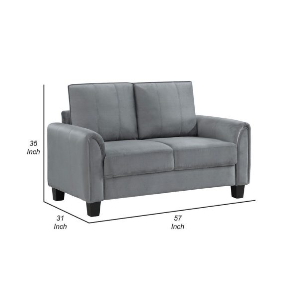 Dave Loveseat, Gray Fabric, Rounded Armrests, Black Tapered Legs, 57 Inch By Casagear Home Online now - Image 5