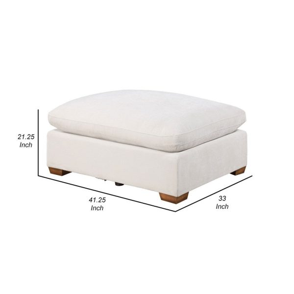 Lahe 41 Inch Modular Ottoman, Brown Tapered Legs, Seat, Ivory White Fabric By Casagear Home Hot on Sale - Image 5