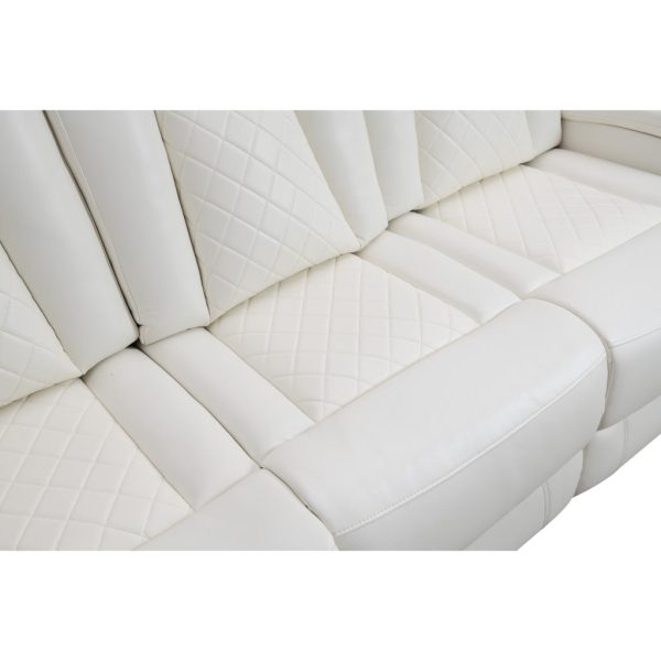 Nova Luxury Power Recliner Sofa, Drop Down Tray, Speakers, USB, White By Casagear Home Cheap - Image 4