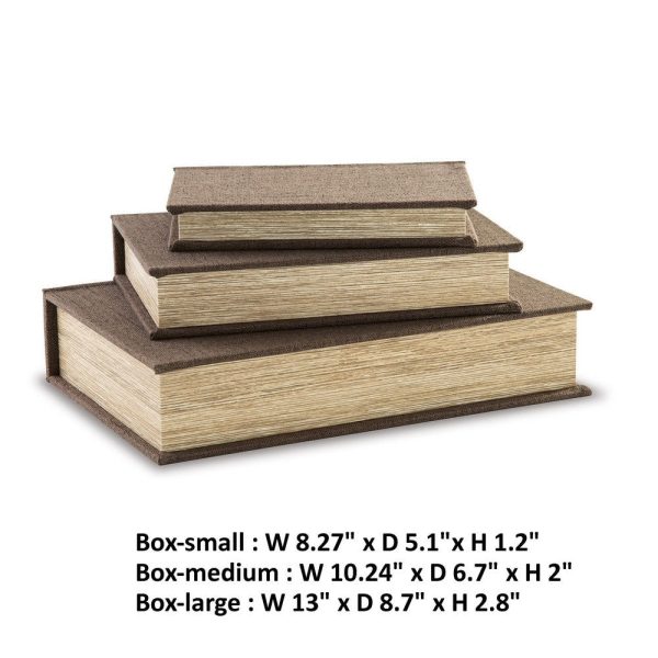 Ashley Jolly Decorative Storage Book Box Set of 3, Brown Cover For Discount - Image 5
