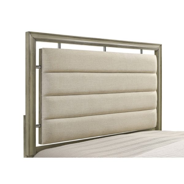 Sele King Size Bed, Floating Channel Tufted Upholstered Headboard, Beige By Casagear Home For Cheap - Image 3