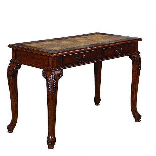 2 Piece Wooden Desk and Chair Set with Cabriole Legs Support, Brown By Casagear Home on Sale - Image 2
