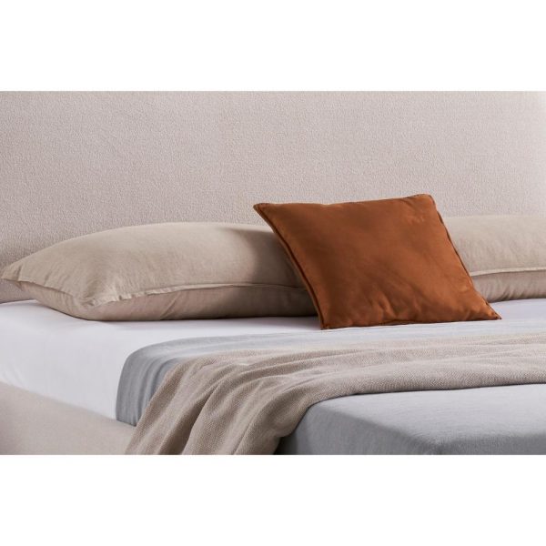 Diy California King Bed, Low Profile Camelback Headboard, Ivory Upholstery By Casagear Home For Cheap - Image 5
