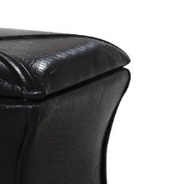 Leatherette Button Tufted Square Storage Ottoman with Seating, Black By Casagear Home Cheap - Image 3