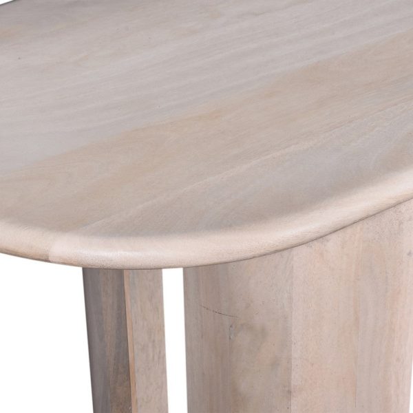 Kipp Console Table, 58 Inch Rounded Oblong Top, White Solid Mango Wood By Casagear Home Fashion - Image 5
